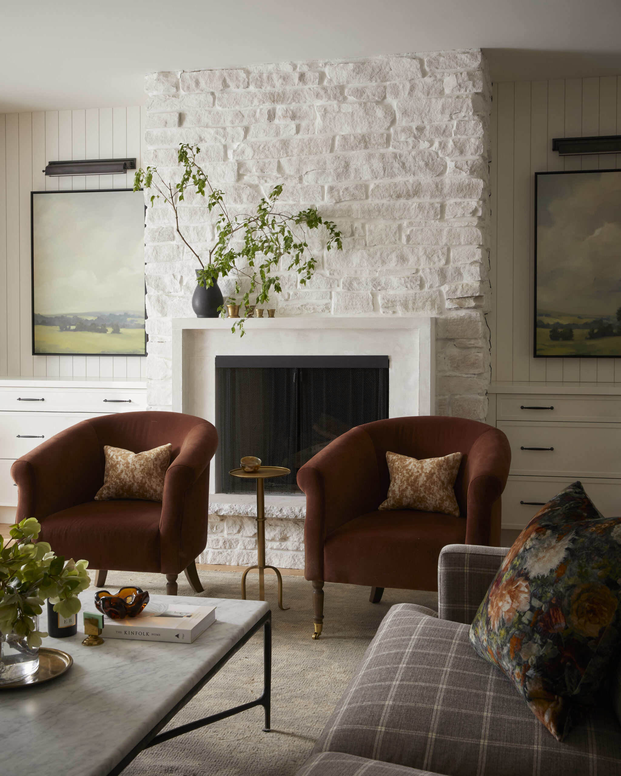 Sophisticated living room in Toronto home with layered textures and soft neutrals