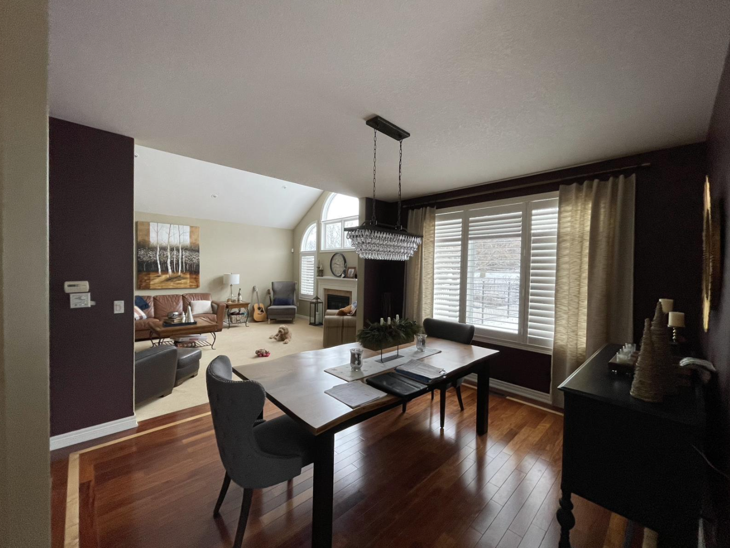 Before photo of the dining area in the Freelton home renovation project